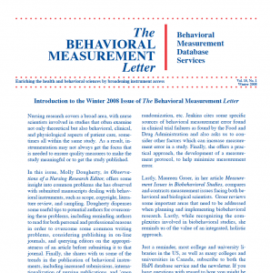 Measurement Issues in Biobehavioral Studies