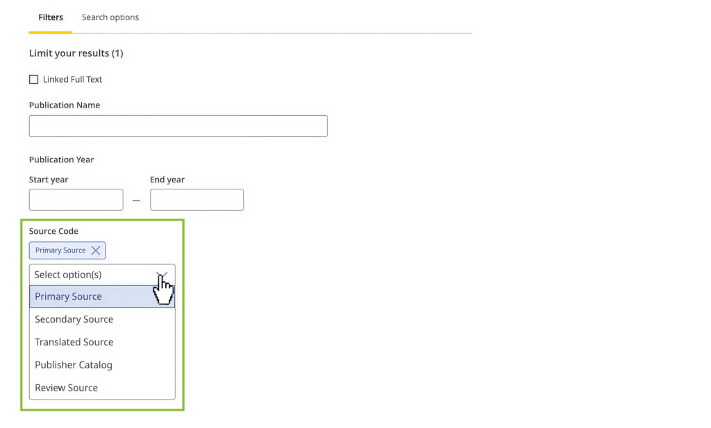 Reference screenshot of Searching process through EBSCO - Step 2
