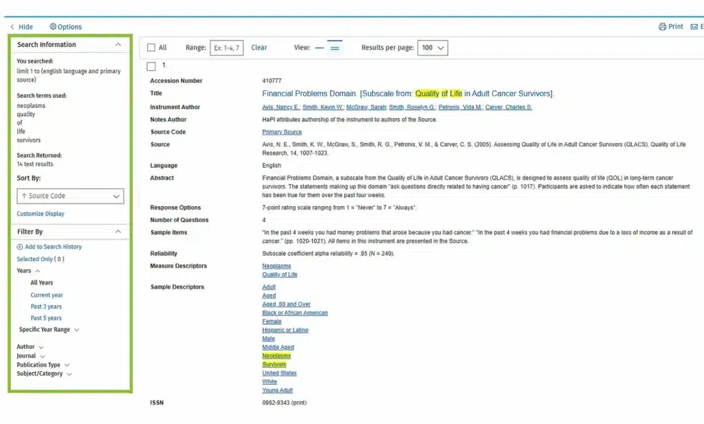 Reference screenshot of Searching process through Ovid - Step 4